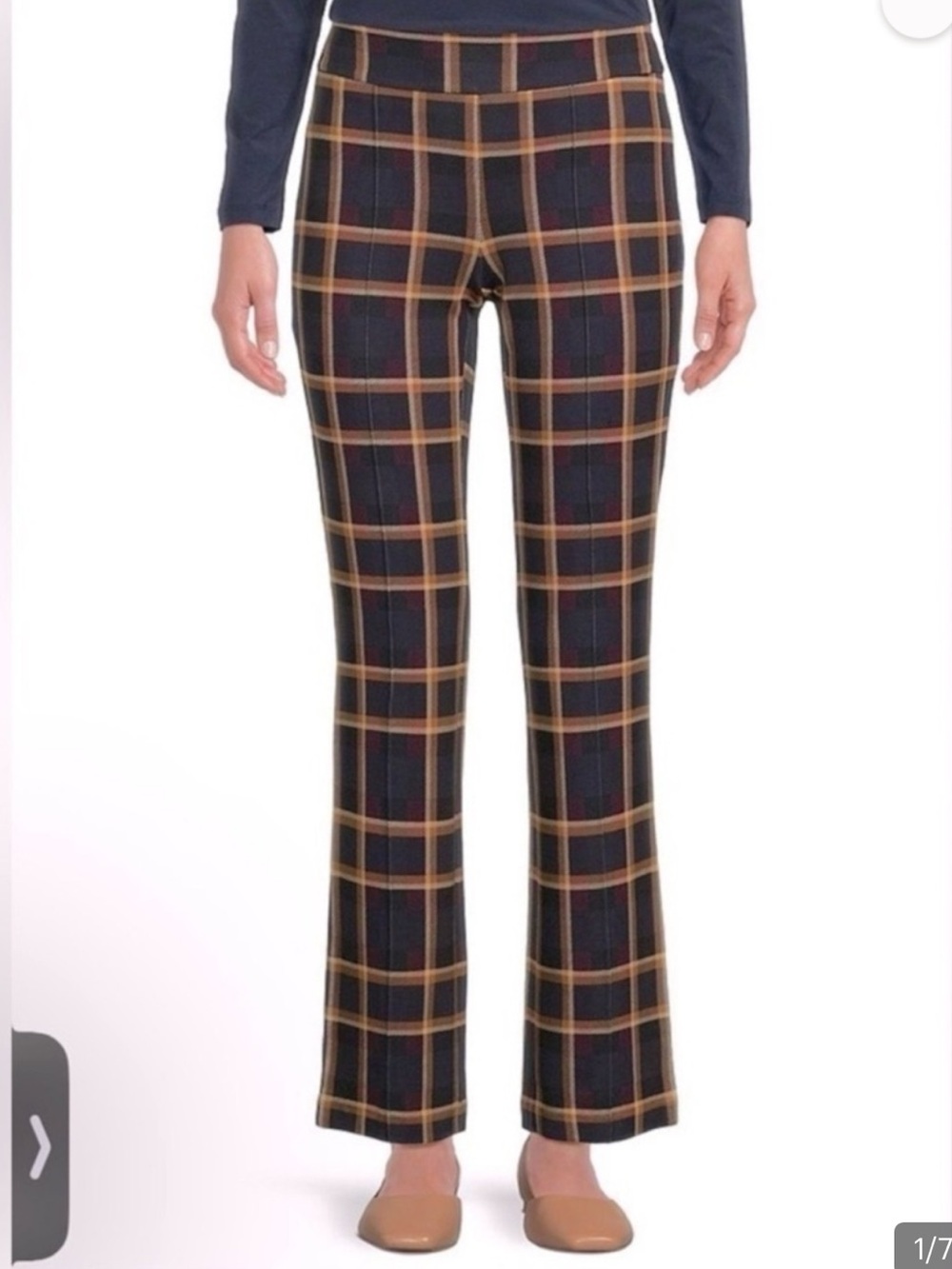 {J. MCLAUGHLIN} NWT Rylie Straight-Leg Plaid Ponte Pull-On Tummy Control Pants